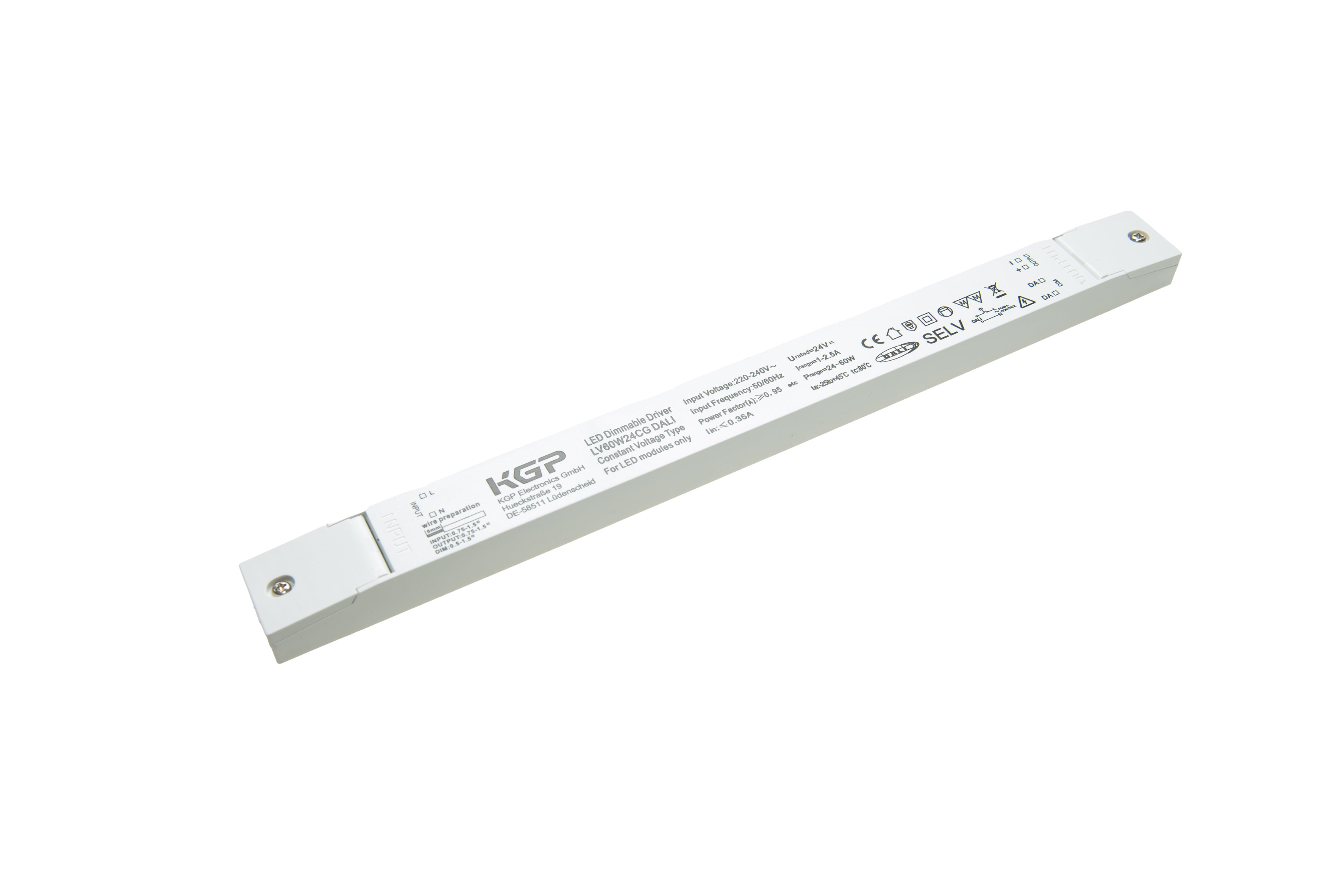 LED-Netzteil CV 24V DC 24-60W 1-2,5A dimmbar DALI 2 IP20 linear