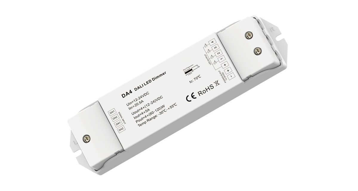 DOTLUX 4Kanal DALI-Dimmer (DT6) max. 480W für LED-Streifen 4x5A 12- 24 V PWM