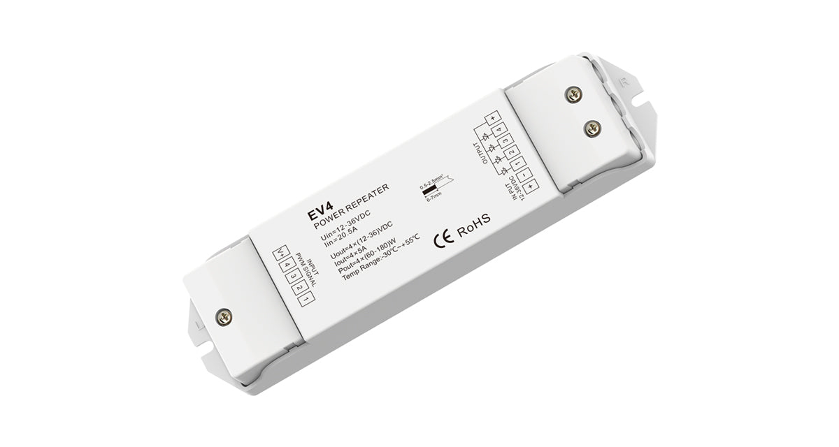 DOTLUX LED-Verstärker max. 720W für mehrfarbige LED-Streifen 4 Kanäle 4x5 A (12-36V)