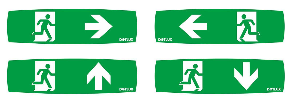 DOTLUX LED-Rettungsleuchte EXIT 3W 6000K inkl. 4 Piktogrammen 3h und 8h Betrieb,(Dauerbetrieb oder Notbeleuchtung) Li-FEPO4 autom. Selbsttest
