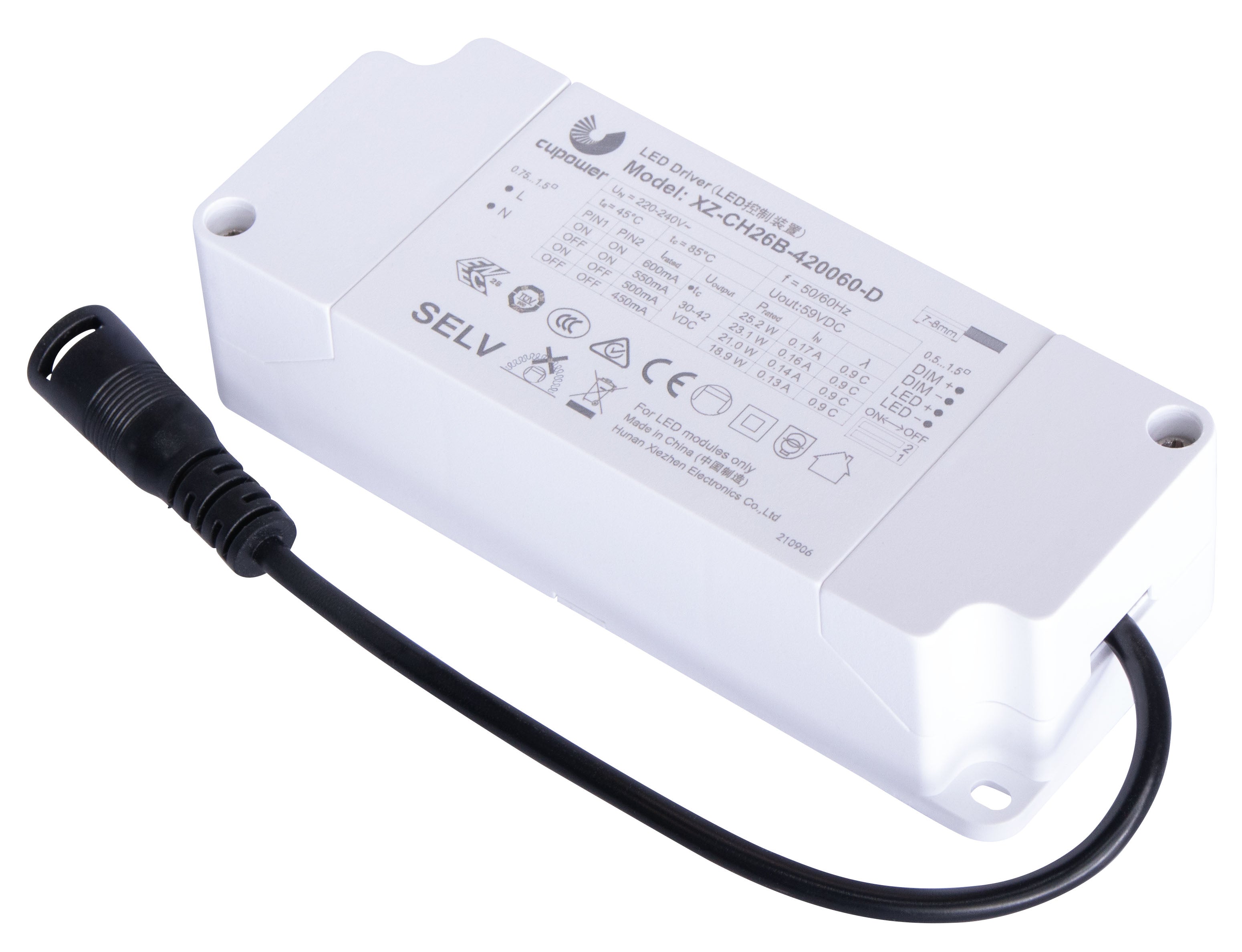 LED-Netzteil CC max. 26W 450-600mA 30-42V dimmbar 1-10V
