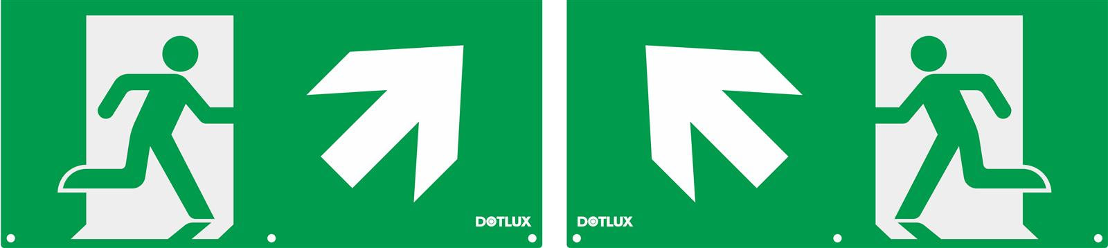 DOTLUX Erweitertes Piktogrammset Pfeil diagonal links und rechts oben für LED-Notleuchte EXITmulti (Artikel 3177) Set 2 Stück