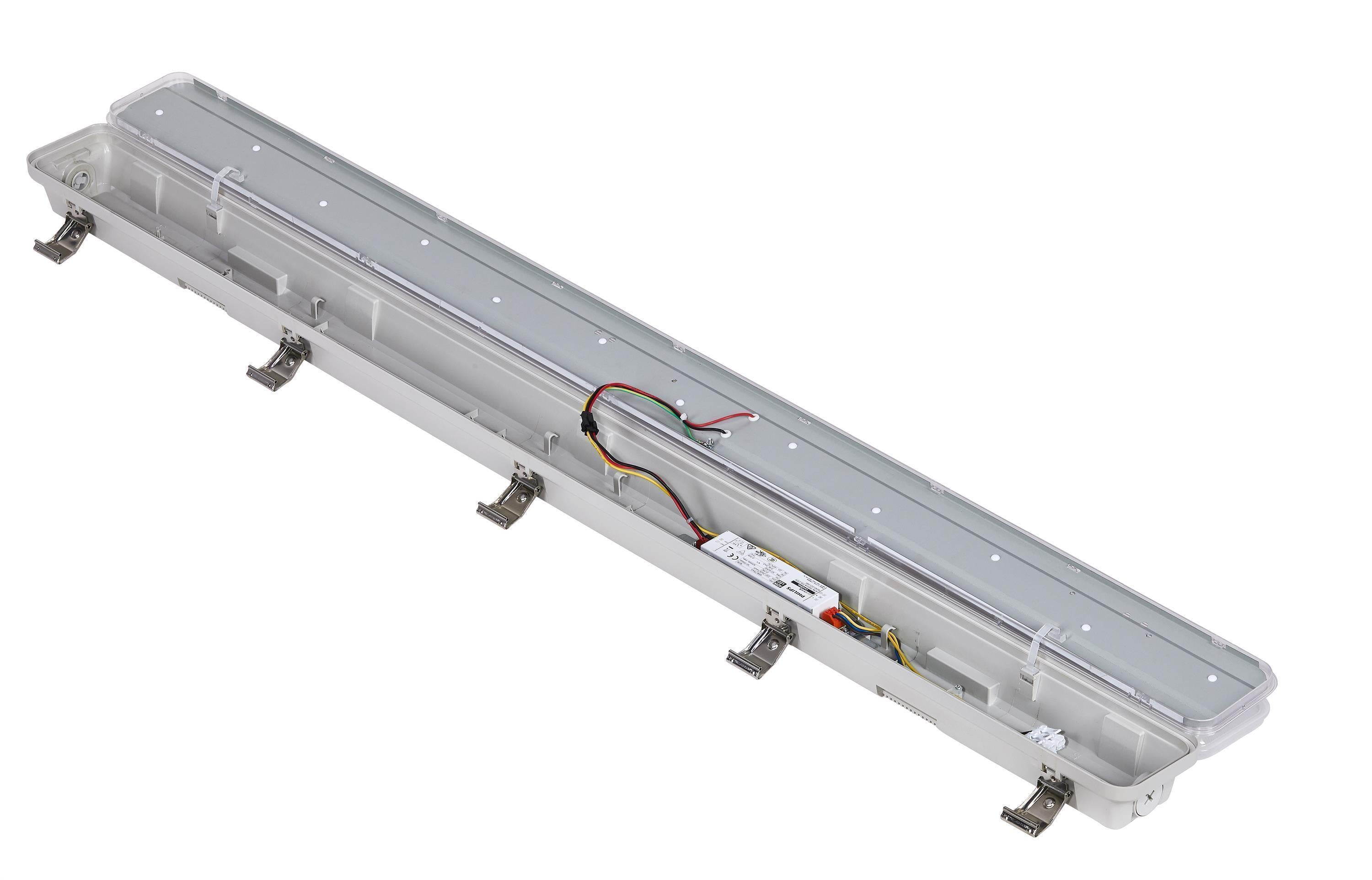DOTLUX LED-Feuchtraumleuchte MISTRALsensor IP66 1540mm 39W Powerselect 4000K gefrostet mit Radarsensor