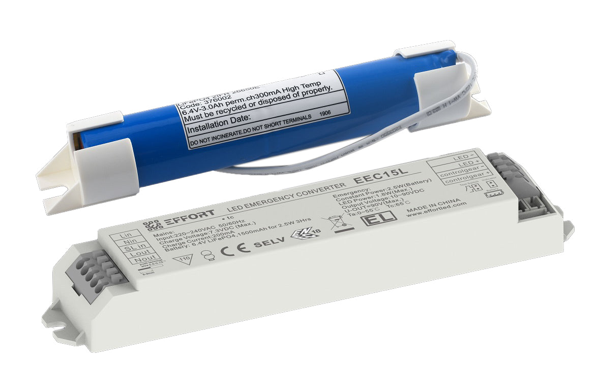 DOTLUX NOTSTROM-AKKU-KIT NOTLICHTBAUSTEIN 5W 10-90V Selbsttest Konstantleistung (3h) für konstantstrombetriebene LED-Leuchten LiFePO4 6,4V