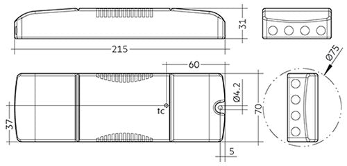 Lichtmanagementsystem LED-Netzteil 38Watt 950mA DALI DT8 dimmbar