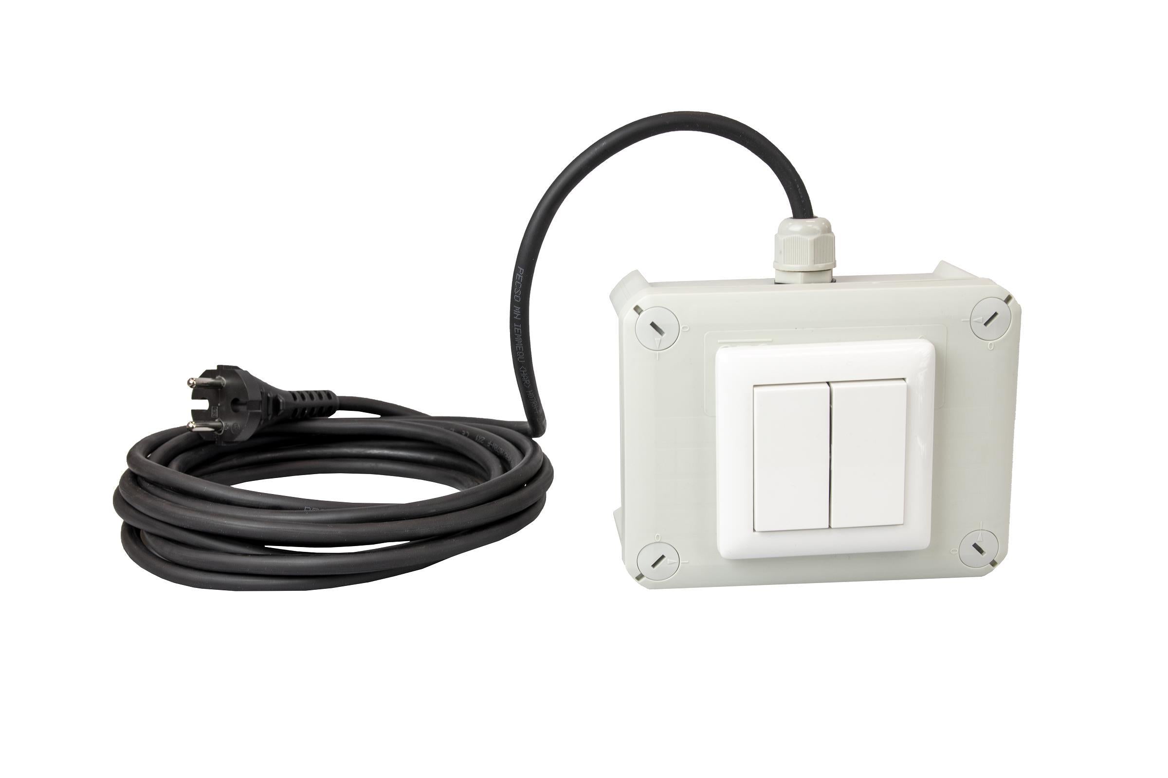 DOTLUX Funksendereinheit mit 4fach Taster mobile Version im Gehäuse mit 5m Kabel und Schuko-Stecker