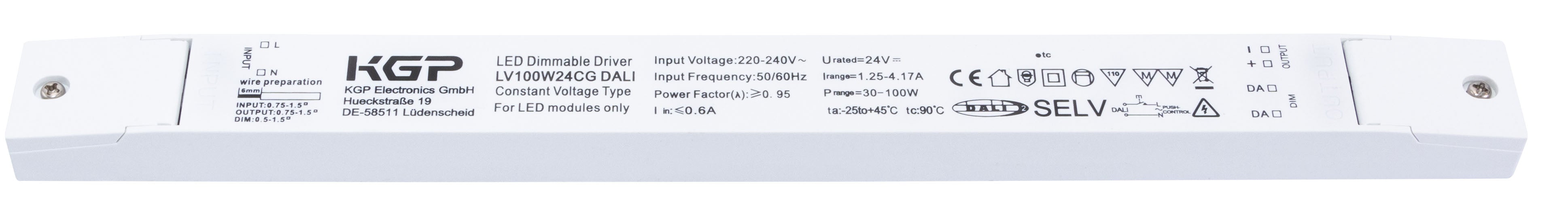 LED-Netzteil CV 24V DC 30-100W 1,25-4,17A dimmbar DALI-2 IP20 linear