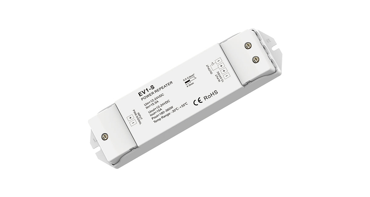 DOTLUX LED-Verstärker max. 360W für einfarbige LED-Streifen 1 Kanal 1x15 A (12-24V)