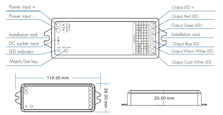 DOTLUX 5 in 1 LED Funk-Empfänger/Dimmer TUYA & Fusion Technologie15,5A 12-24V für alle LED-Streifen