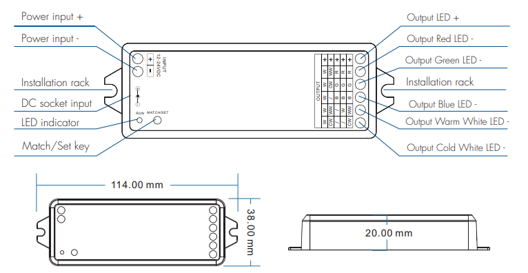 DOTLUX 5 in 1 LED Funk-Empfänger/Dimmer TUYA & Fusion Technologie15,5A 12-24V für alle LED-Streifen