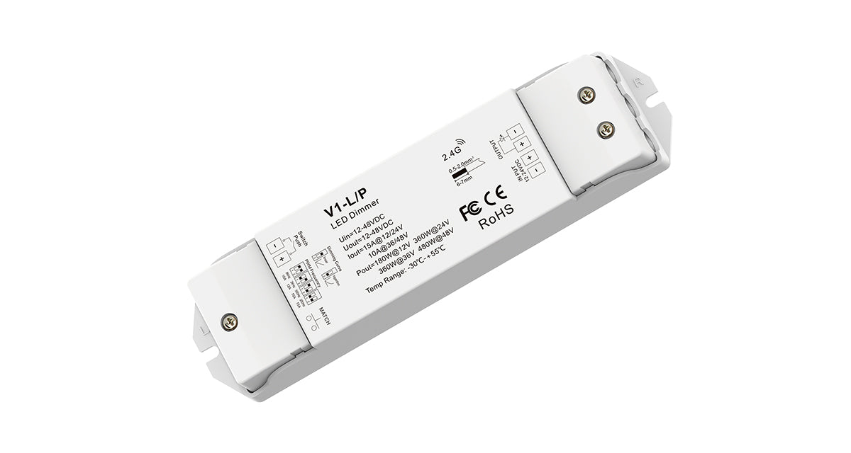 DOTLUX LED Funk-Empfänger/Dimmer für einfarbige LED-Streifen Fusion Technologie 1x15 A 12-48V DC