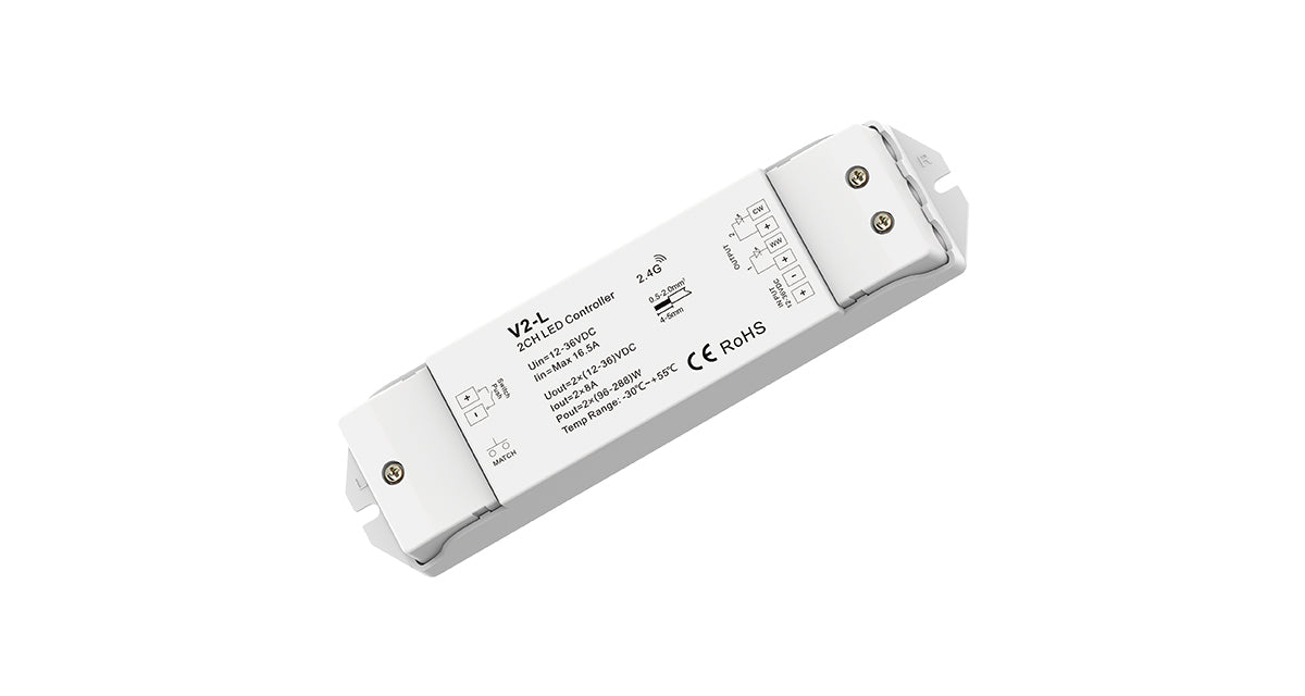 DOTLUX LED Funk-Empfänger/Dimmer für zweifarbige LED-Streifen Fusion Technologie 2x 8A 12-36V DC