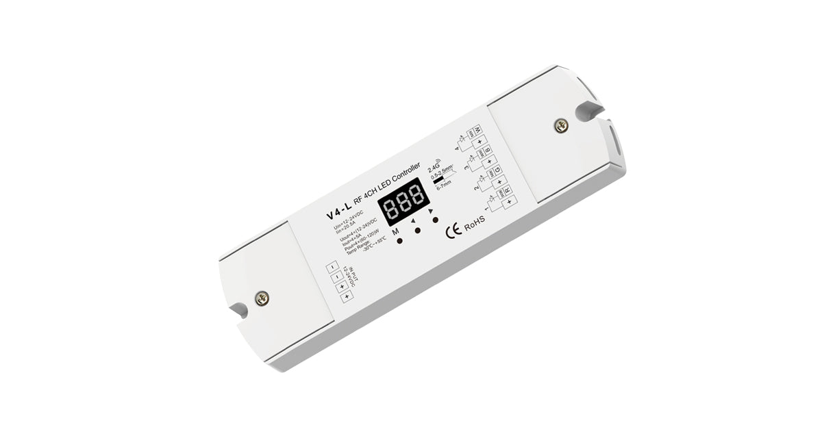 DOTLUX Funk-LED Empfänger/Dimmer Fusion Technologie mit integrierter Stand Alone Funktion 4x5A 12-24V DC für mehrfarbige LED-Streifen