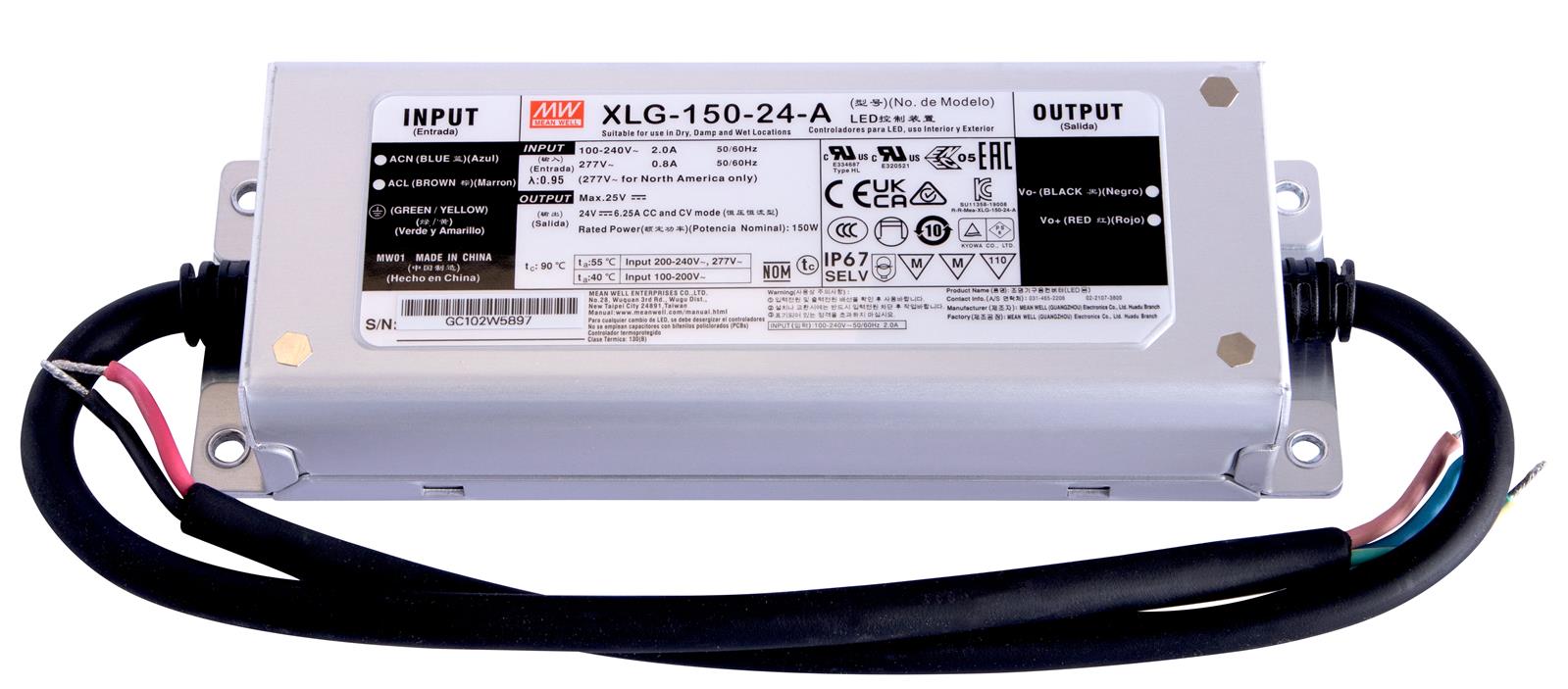 LED-Netzteil CV & CC 24V DC 150W 3.2-6.25A IP67