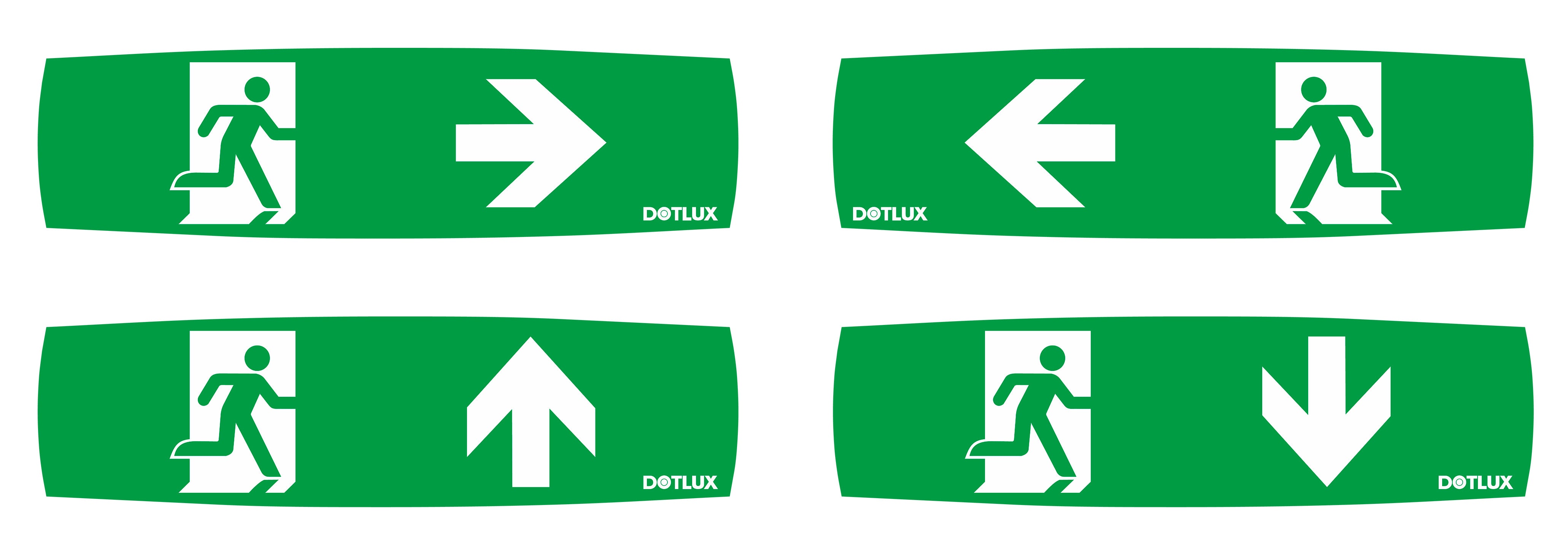DOTLUX LED-Rettungsleuchte EXIT 3W 6000K inkl. 4 Piktogrammen 3h und 8h Betrieb,(Dauerbetrieb oder Notbeleuchtung) Li-FEPO4  autom. Selbsttest
