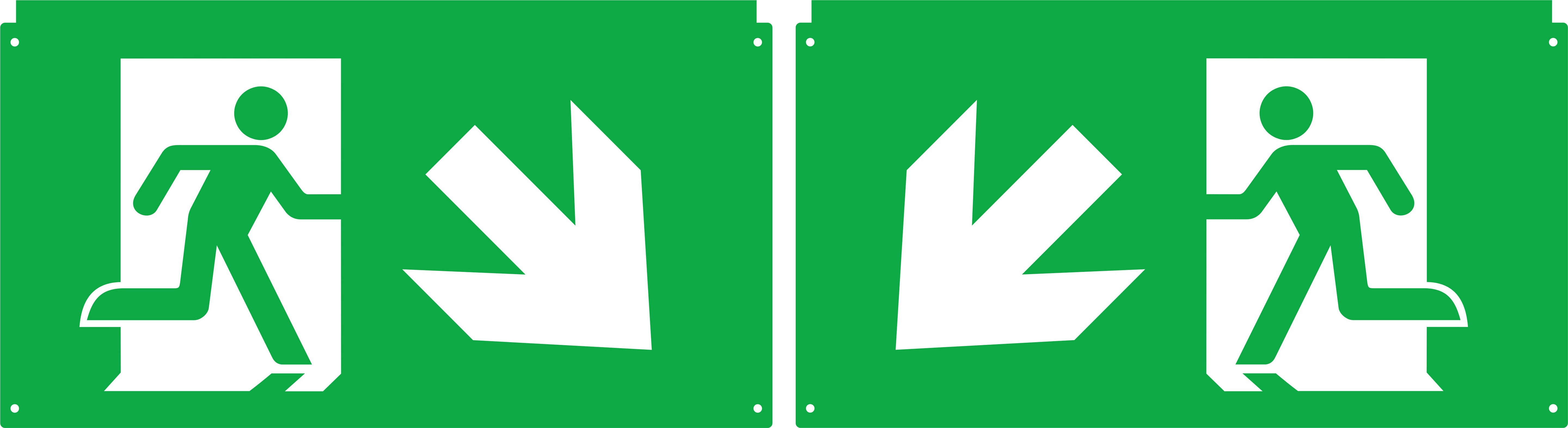 DOTLUX Erweitertes Piktogrammset Pfeil diagonal links und rechts unten für LED-Notleuchte EXITflip Set 2 Stück