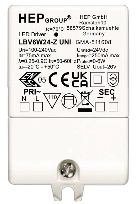 LED-Netzteil CC 6W 250mA 24V