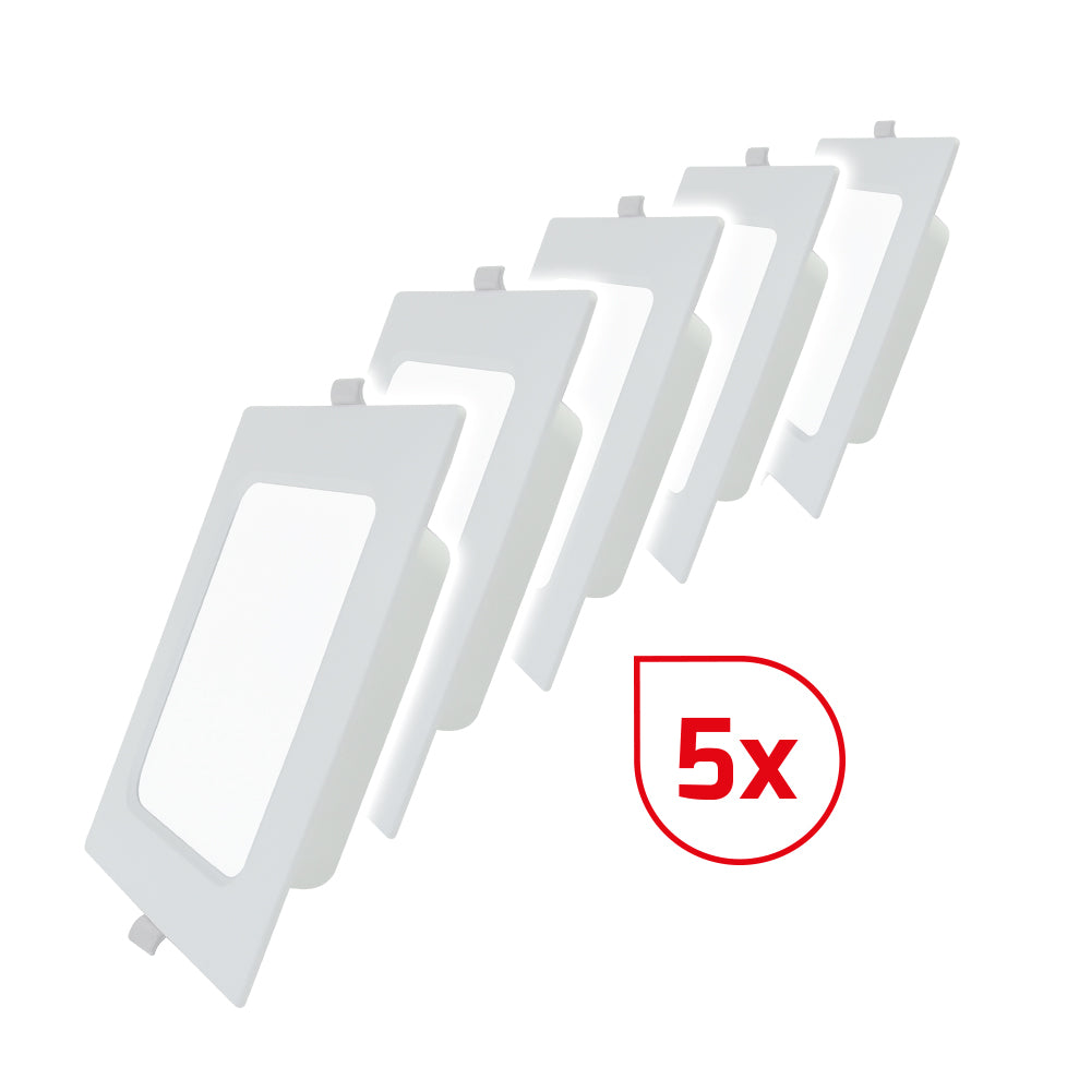 DOTLUX LED-Einbaupanel SQUAREeco IP20 22W 3000K 224x224mm Set 5 Stück