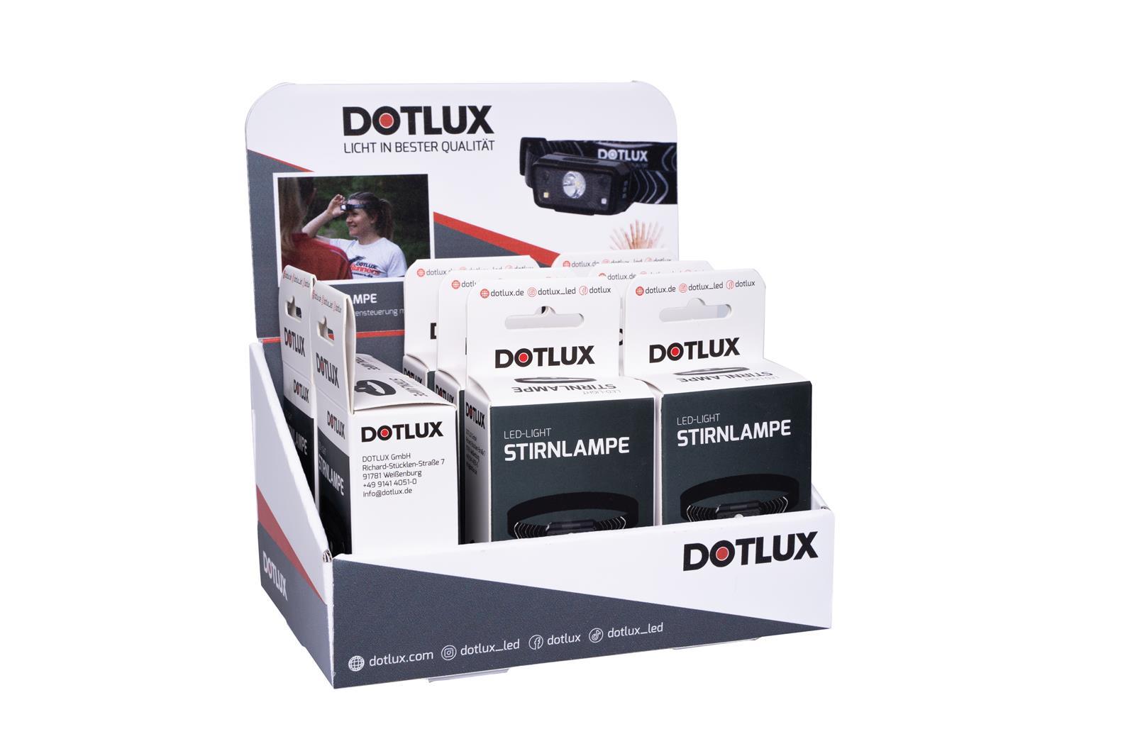 DOTLUX Thekenaufsteller Stirnlampe bestückt Set 8 Stück