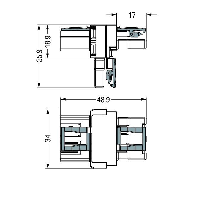 WAGO 770-615 Winsta Midi T-Verteiler (1xEingang,2xAusgang) 3Pol. schwarz