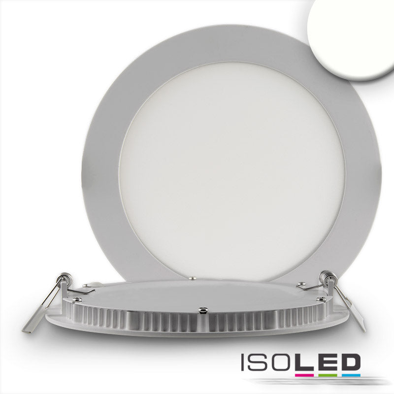 LED Downlight, 12W, rund, ultra flach, silber, neutralweiß, dimmbar