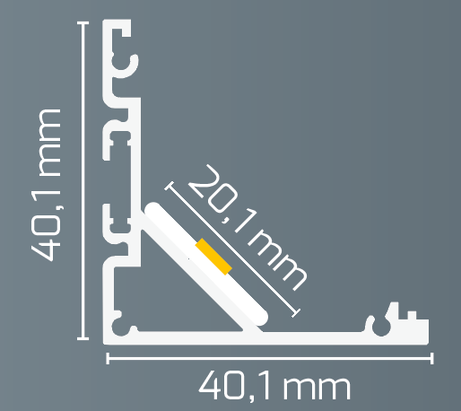 Alu-Eck-Profil Typ DXA19 200 cm, für LED-Streifen bis 20 mm