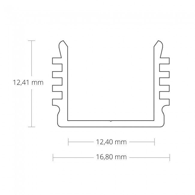 Alu-Aufbau-Profil Typ DXA5 200 cm für LED-Streifen bis 12 mm