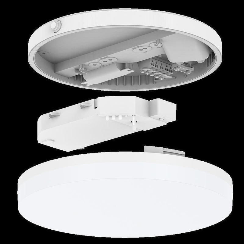 DOTLUX LED Aufbauleuchte SURFACEexit Ø300x62 25W 3000/4000/5700K COLORselect weiß mit integriertem Akku