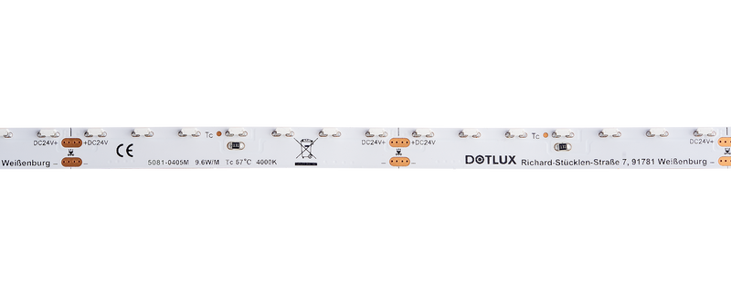 DOTLUX LED-Streifen SIDEVIEW 48W 8mm 2700K IP20 5m-Rolle inkl. 50cm Anschlusskabel beidseitig