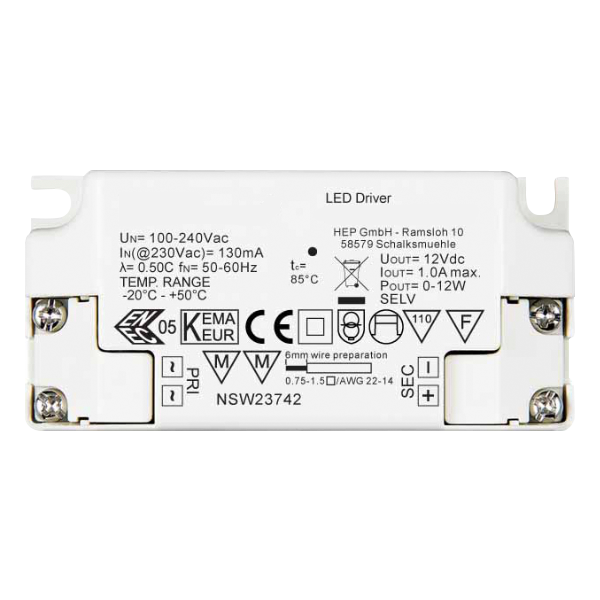 LED-Netzteil CV 24V DC 0-12W 0-0,5A nicht dimmbar IP20