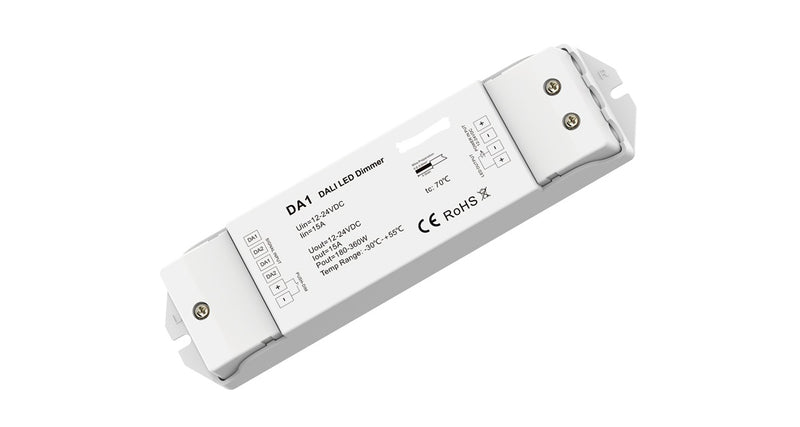 DOTLUX 1Kanal DALI-Dimmer max.360W für LED-Streifen 1x15A 12- 24 V PWM