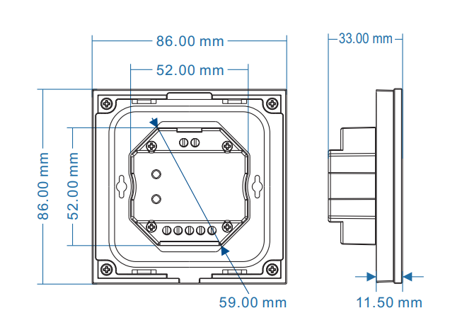 DOTLUX 4ZonenTouchpanel für einfarbige Empfänger DMX/Fusion-Technologie